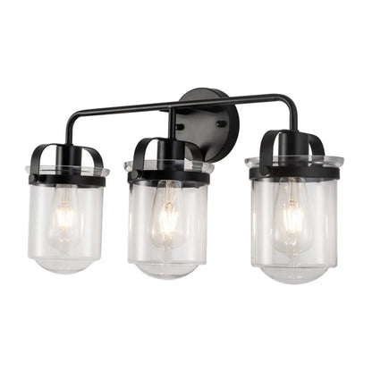 Inomhusvägglampor i modern svart finish med glasskärm och E26-sockel