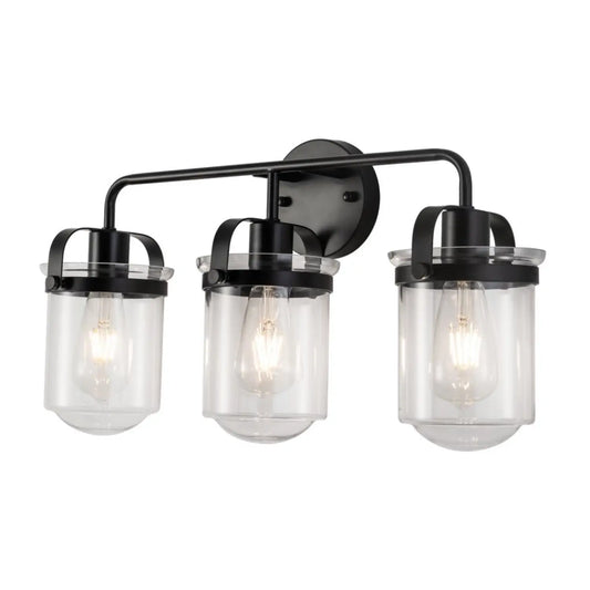 Lampade da parete da interno in finitura nera moderna con paralume in vetro e base E26