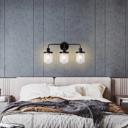 Inomhusvägglampor i modern svart finish med glasskärm och E26-sockel