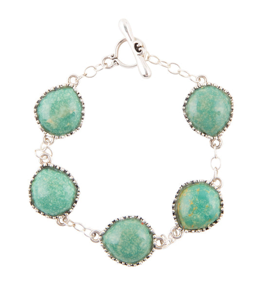 Braccialetto a T-bar in argento sterling e turchese verde intricato