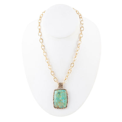 Collana con pendente jacquard blu turchese dorato