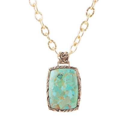 Collana con pendente jacquard blu turchese dorato