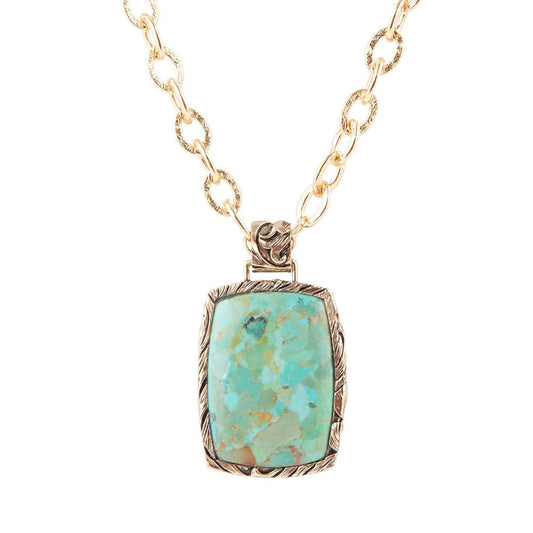 Collana con pendente jacquard blu turchese dorato