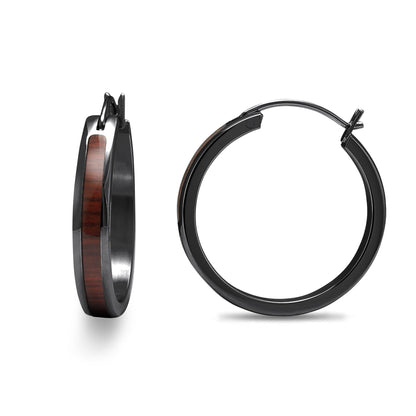 Jarrah øreringer med ring - Gunmetal
