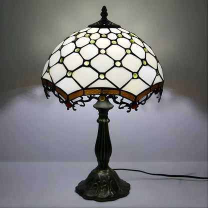 Juvel Romersk Tiffany Lampa Antik | Glas Bordsskiva