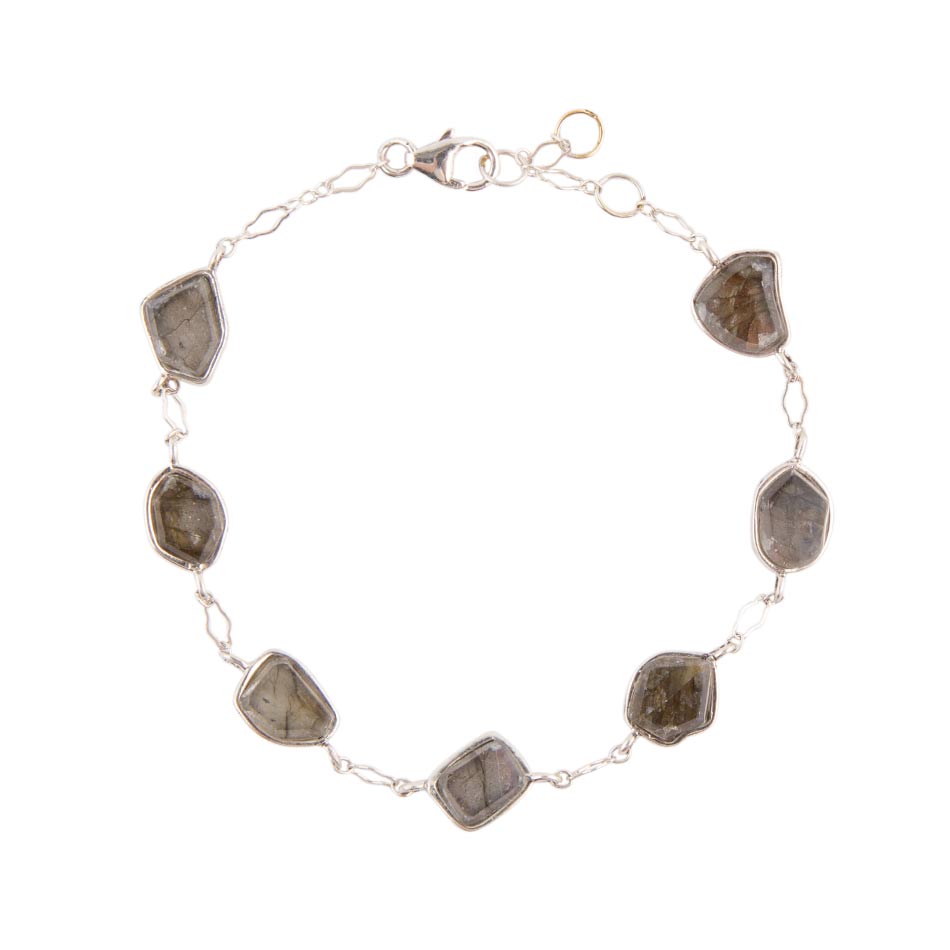 Bracciale a linea in labradorite e argento sterling