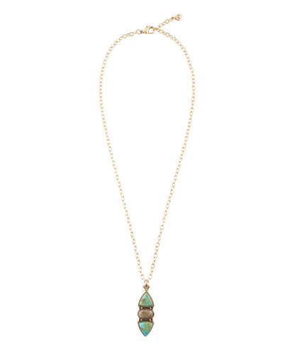 Labradorit- und Türkis-Anhänger-Halskette