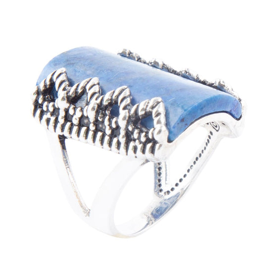 Blå Lapis-skiva och ring i sterlingsilver