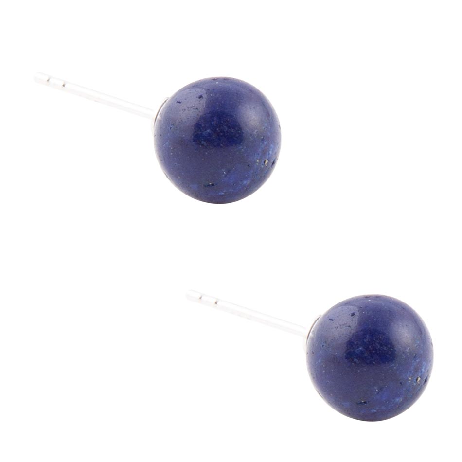 Niebieskie kolczyki na sztyft z lapisu lazuli i srebra próby sterling