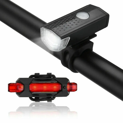 Set di luci LED per bici con fanale anteriore e posteriore ricaricabili via USB