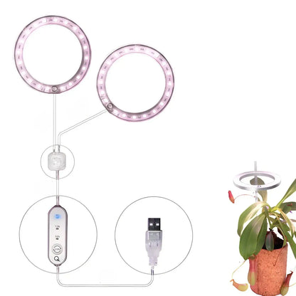 LED växtlampa fullspektrum ängelring USB-lampa för inomhusväxter