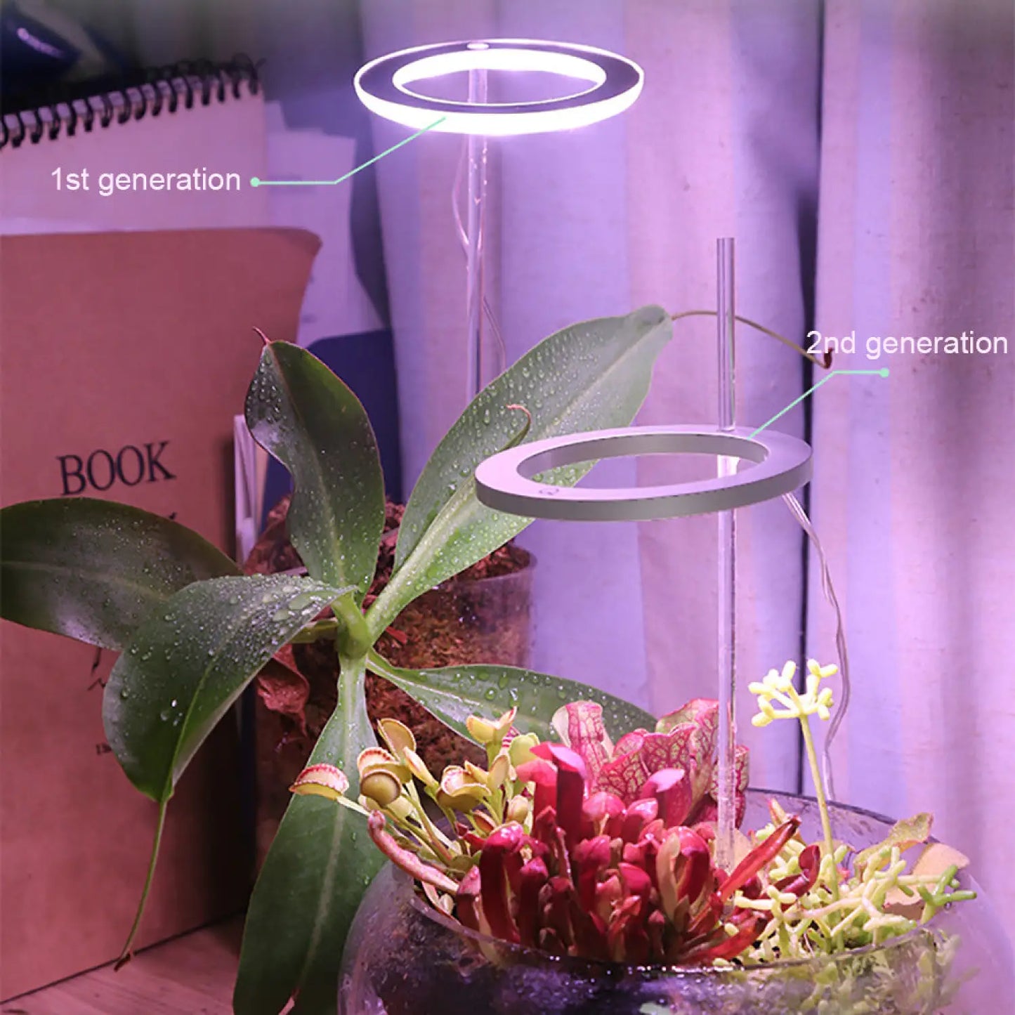 LED växtlampa fullspektrum ängelring USB-lampa för inomhusväxter