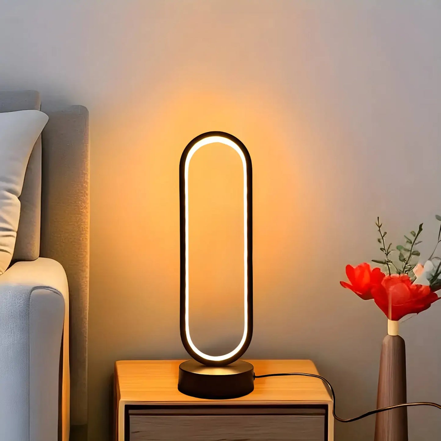 LED-lampor - 3 färgers dimringsring sängbordslampa
