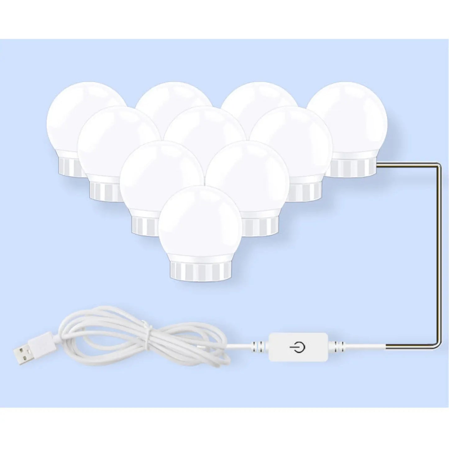 LED-spegelbelysning med USB-tryckknapp för sminkbord och toalettbord