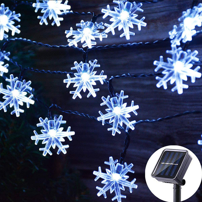 Dekorativa snöflingesolcellsljusslingor för trädgård och jul