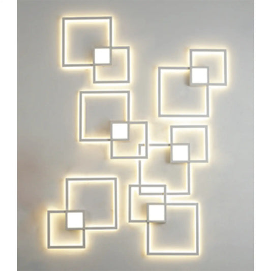LED-vägglampa för sovrum med unik geometrisk väggkonst