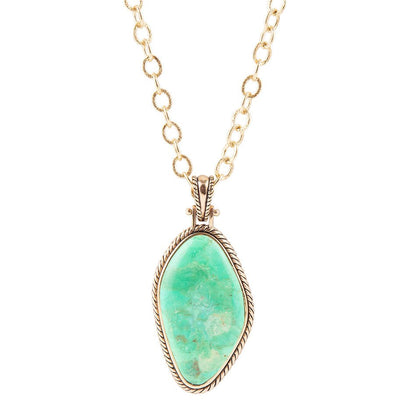 Collana con pendente in boulder dorato turchese verde lime