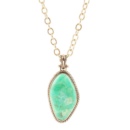 Collana con pendente in boulder dorato turchese verde lime
