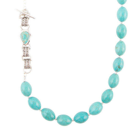 Collana con pepite di turchese blu sterling legato