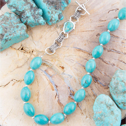 Collana con pepite di turchese blu sterling legato