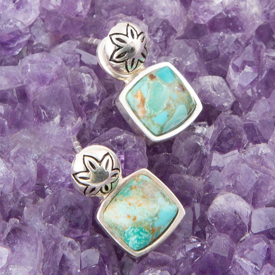 Orecchini a perno in argento sterling Little Bits Turchese blu