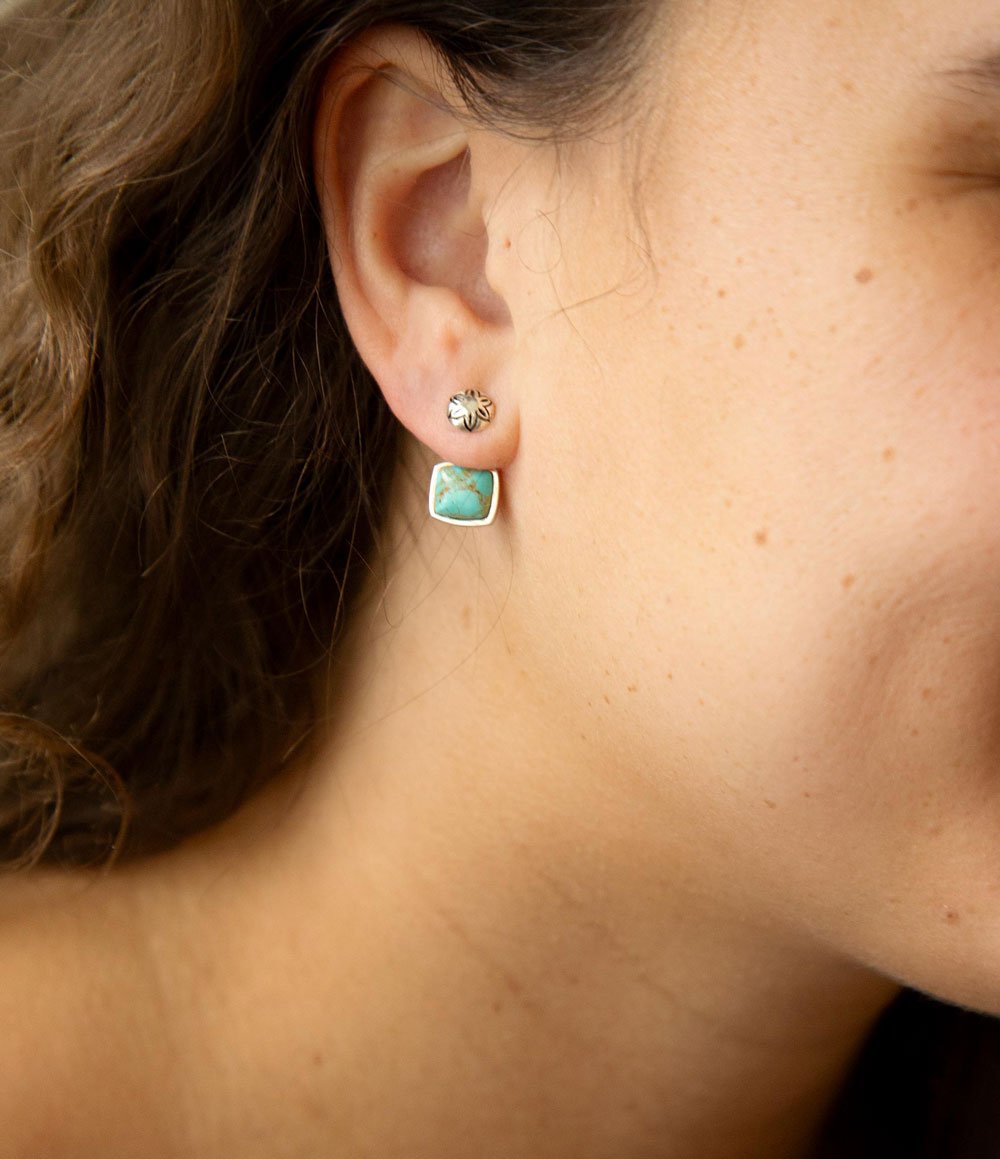 Orecchini a perno in argento sterling Little Bits Turchese blu