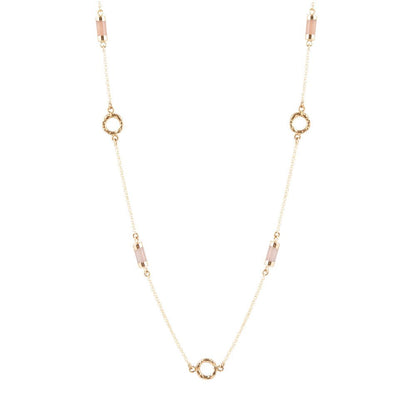 Long Delicate Orange Moonstone and Bronze Necklace