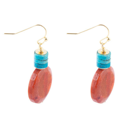Orecchini pendenti con corallo Longhorn e turchese