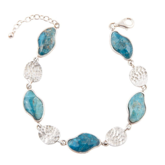 Bracciale a linea in Apatite Blu Luna e Argento Sterling