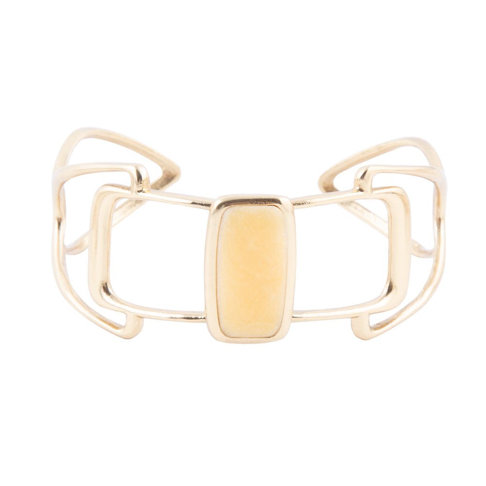 Bracciale con Agata Gialla Lucida e Polsino Dorato