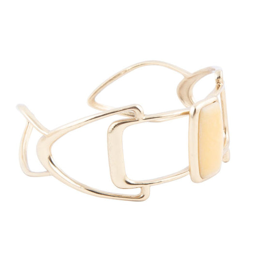 Bracciale con Agata Gialla Lucida e Polsino Dorato