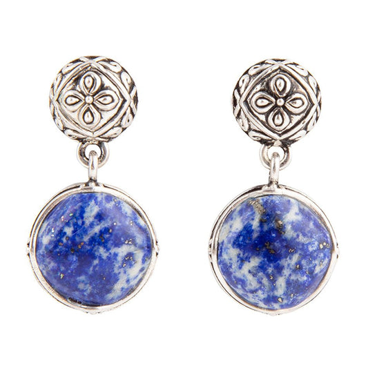 Orecchini a goccia con perno in argento sterling e lapislazzuli blu Madrid