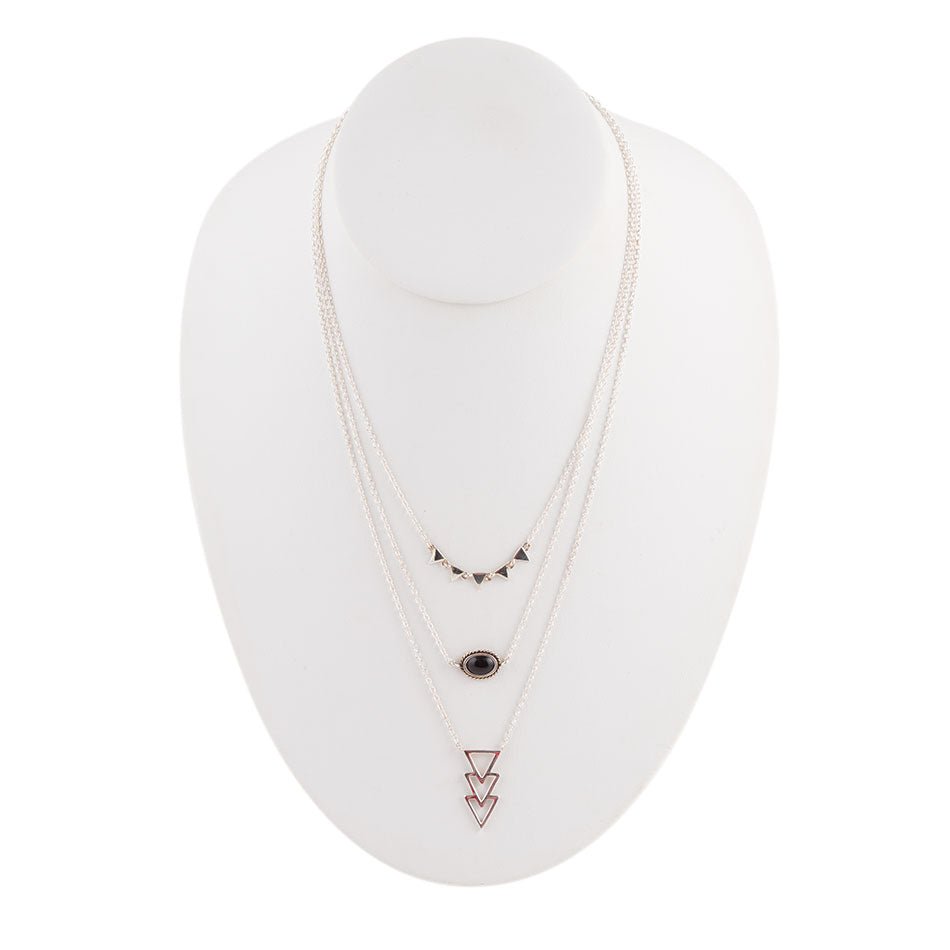 Marcasit och Onyx Sterling Silver Lager-på-lager Halsband