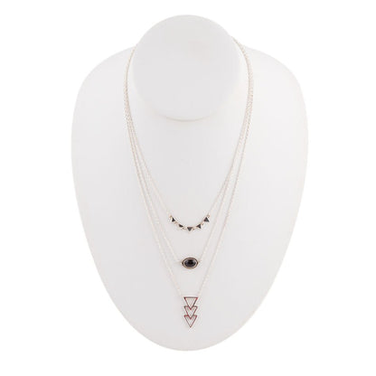 Marcasit och Onyx Sterling Silver Lager-på-lager Halsband
