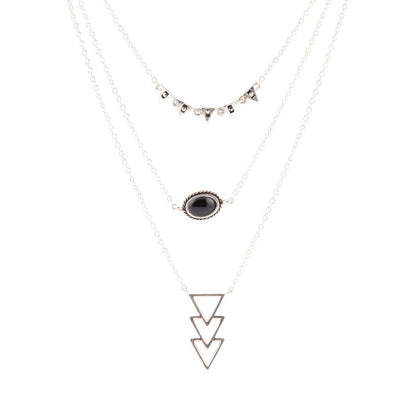 Marcasit och Onyx Sterling Silver Lager-på-lager Halsband