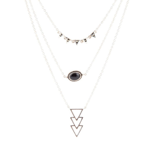 Collana a strati in argento sterling con marcasite e onice