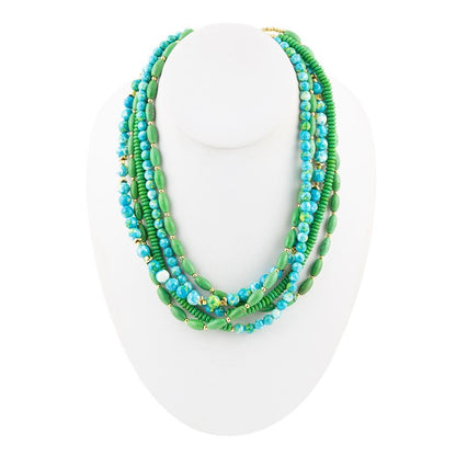 Margarita Mixed Lime Green and Blue Toursade Necklace