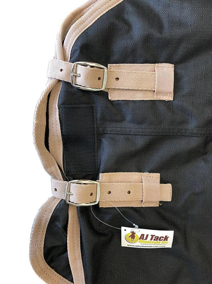 AJ Tack 1200D Waterproof Turnout Horse Blanket with Neck Rug - Black