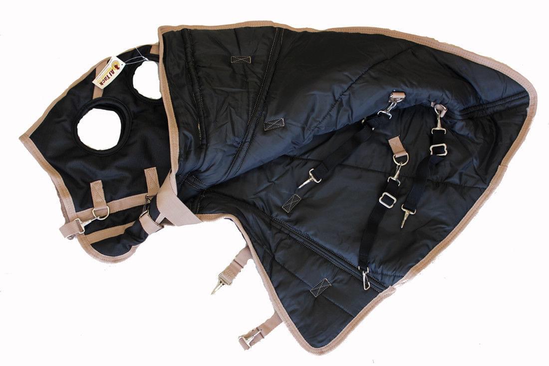 AJ Tack 1200D Waterproof Turnout Horse Blanket with Hood - Black