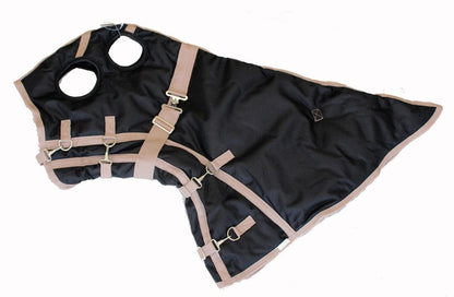 AJ Tack 1200D Waterproof Turnout Horse Blanket with Hood - Black