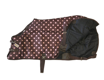 AJ Tack 420D Stable Blanket - Brown with Pink Dots
