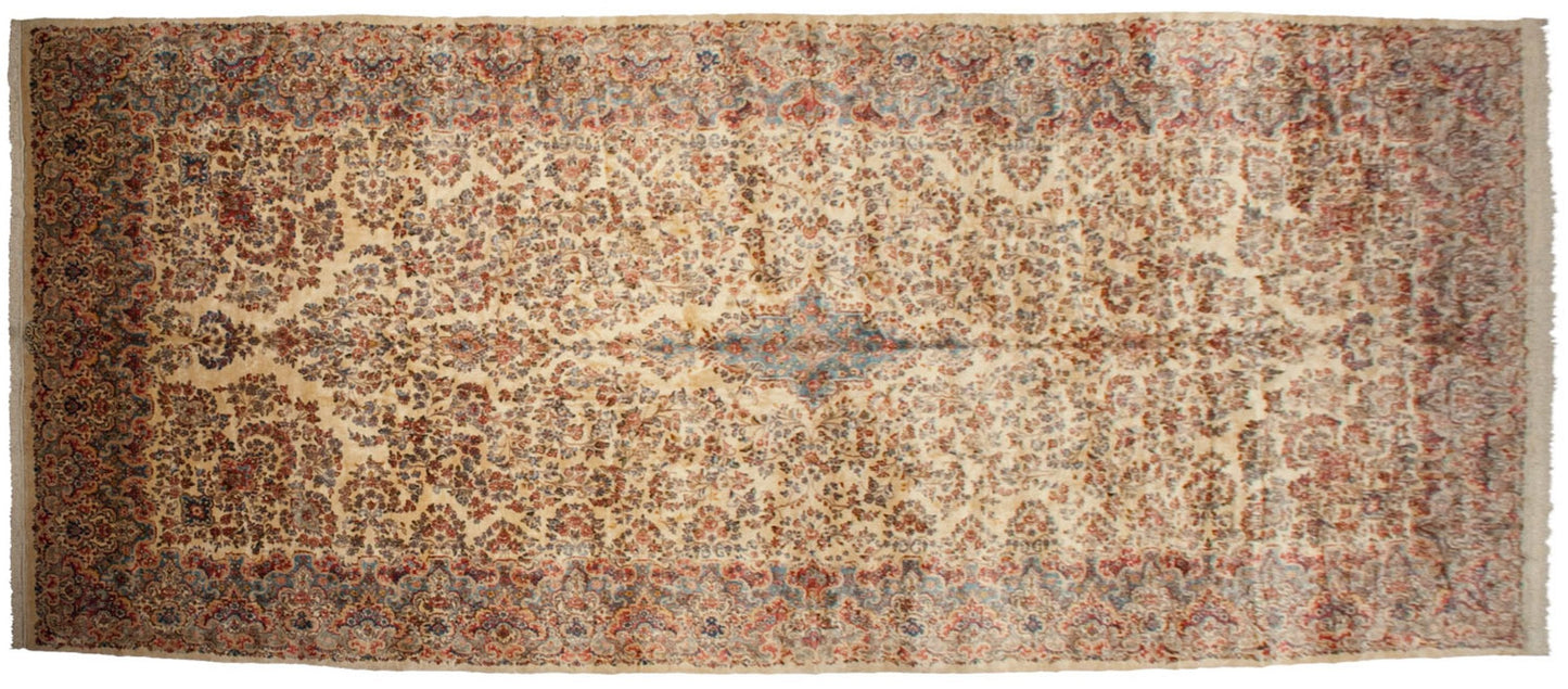 9.5x22.5 Vintage Kerman Carpet