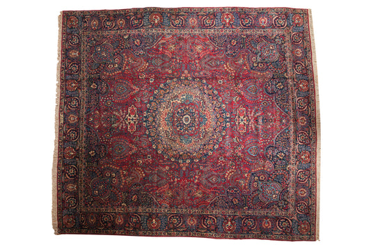 12x14 Vintage Tabriz Square Carpet