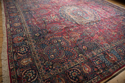 12x14 Vintage Tabriz Square Carpet