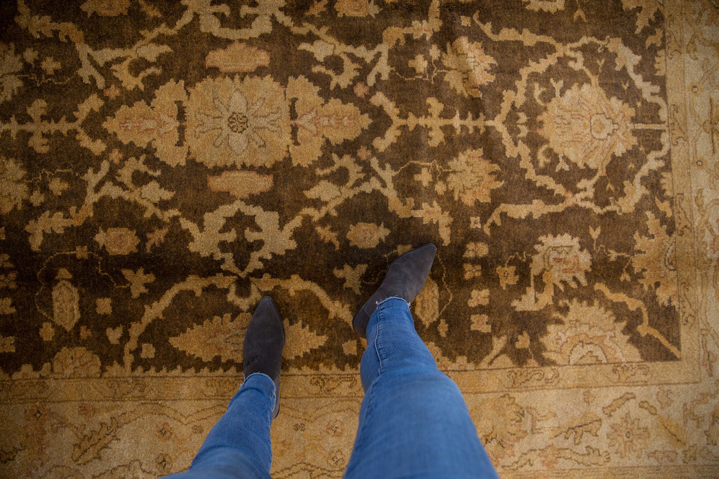 6x9.5 Gold Wash Indian Oushak Design Carpet