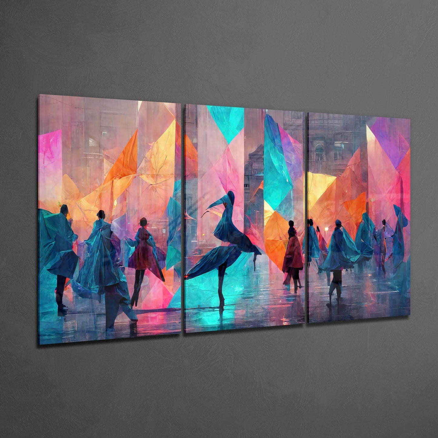 Dancing on the Street Glass Wall Art