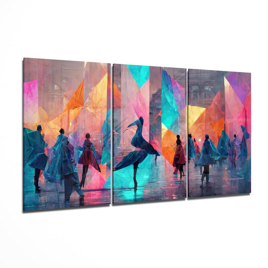 Dancing on the Street Glass Wall Art