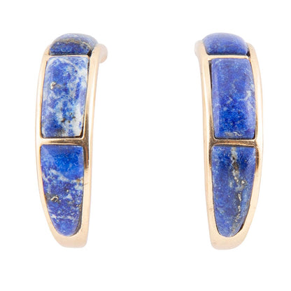 Orecchini a cerchio dorati Mila Blue Lapis