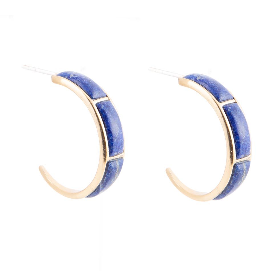 Orecchini a cerchio dorati Mila Blue Lapis