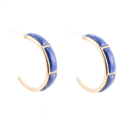 Orecchini a cerchio dorati Mila Blue Lapis